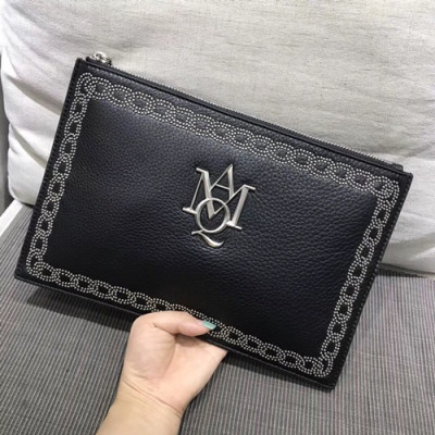 Alexander Mcqueen 2018 Leather Clutch Bag ,28CM - 알렉산더 맥퀸 2018 레더 남여공용 클러치백 MQB0007 ,28cm,블랙