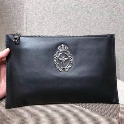 Dolce&Gabbana Leather Clutch Bag ,28CM - 돌체 앤 가바나 레더 남성용 클러치백 DGB0003 ,28cm,블랙