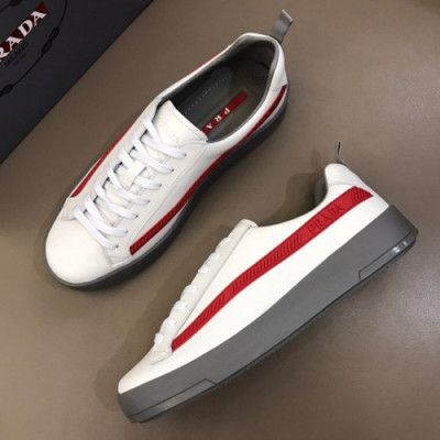 Prada 2018 Mens Leather Sneakers - 프라다 남성 레더 스니커즈 Pra0376x.Size(240 - 265)화이트