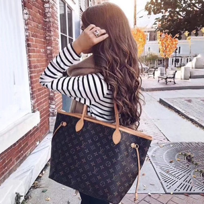 Louis Vuitton Never Full Monogram Tote Shoulder Shopper Bag,32/40cm - 루이비통 네버풀 모노그램 토트 숄더 쇼퍼백 M40995,LOUB0556 ,32/40cm,브라운+레드