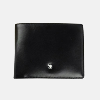 Montblanc 2019 Mens Logo Leather Bifold Purse - 지방시 남성 신상 로고 레더 반지갑 Mont005x.블랙