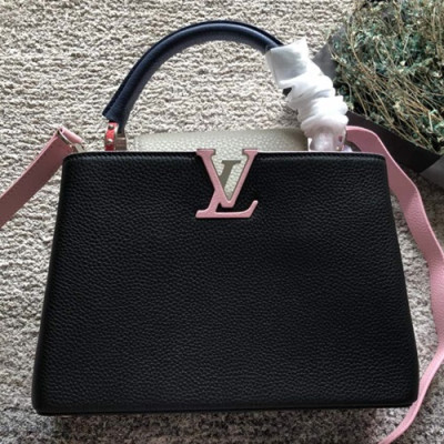 Louis Vuitton Capucines Tote Shoulder Bag,27cm- 루이비통 카푸신 토트 숄더백  M94517 ,LOUB0810,27cm,블랙+연그레이(핑크)