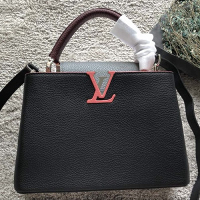 Louis Vuitton Capucines Tote Shoulder Bag,27cm- 루이비통 카푸신 토트 숄더백  M94517,LOUB0811 ,27cm,블랙+그레이(레드)