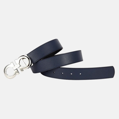 Salvatore Ferragamo 2019 Mens Gancio Business Leather Belt - 살바토레 페라가모 남성 간치니 비지니스 레더 벨트 Fer0094x.Size(3.5CM).네이비은장