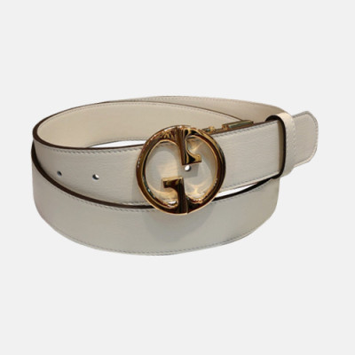 Gucci 2019 Ladies GG Buckle Leather Belt - 구찌 신상 여성 GG 버클 레더 벨트 Guc0615x.Size(3.4cm).아이보리금장