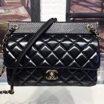 Chanel Leather Chain Shoulder Bag ,26CM - 샤넬 레더 체인 여성용 숄더백  CHAB0557,26CM,블랙