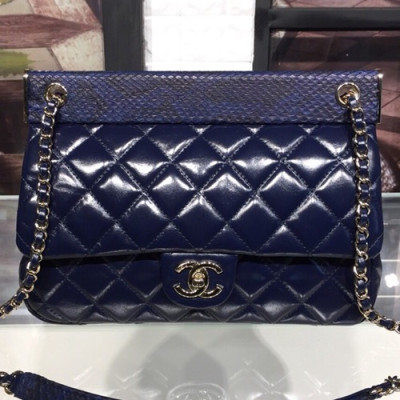 Chanel Leather Chain Shoulder Bag ,26CM - 샤넬 레더 체인 여성용 숄더백  CHAB0558,26CM,블루