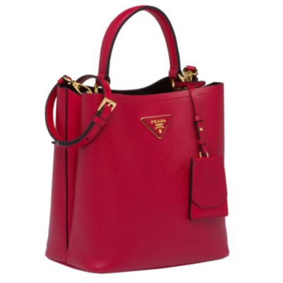 Prada Double Saffiano Tote Shoulder Bag,23cm - 프라다 여성용 두블레 사피아노 토트 숄더백 ,1BA212-1,23cm,레드