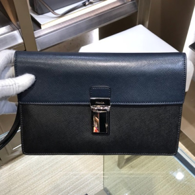 Prada Saffiano Mens Clutch Bag ,25CM - 프라다 사피아노 남성용 클러치백 2VF092-2,25CM,블랙+네이비