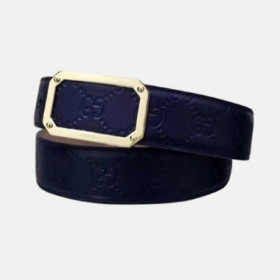 Gucci 2019 Mens Business Classic Buckle Leather Belt - 구찌 신상 남성 비지니스 클래식 버클 레더 벨트 Guc0644x.Size(3.5cm).네이비은장