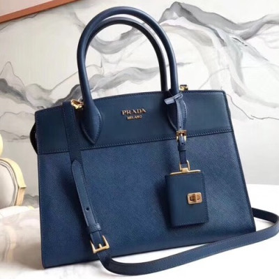 Prada Saffiano Tote Shoulder Bag,30cm - 프라다 사피아노 여성용 토트 숄더백 ,1BA046-6,30cm,블루