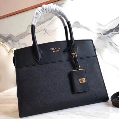 Prada Saffiano Tote Shoulder Bag,30cm - 프라다 사피아노 여성용 토트 숄더백 ,1BA046-7,30cm,블랙