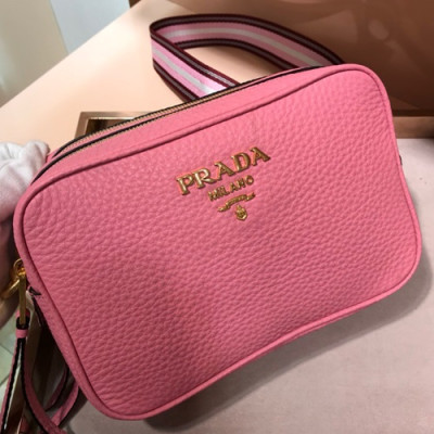 Prada 2018 Leather Vitello Phenix Double Zipper Shoulder Cross Bag,22CM - 프라다 2018 레더 비텔로 피닉스 더블 지퍼 숄더 크로스백,1BH082-5,22cm ,핑크