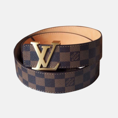 Louis vuitton 2019 Mens Damier Initial Logo Leather Belt - 루이비통 남성 다미에 이니셜 로고 레더 벨트 Lou0732x.Size(4.0cm).브라운금장