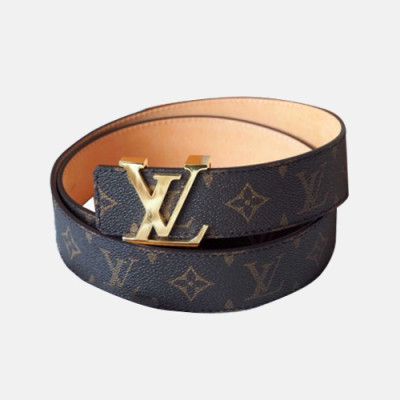 Louis vuitton 2019 Mens Monogram Initial Logo Leather Belt - 루이비통 남성 모노그램 이니셜 로고 레더 벨트 Lou0734x.Size(4.0cm).브라운금장