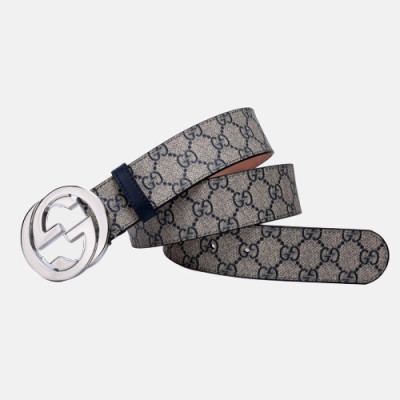 Gucci 2019 Mens GG Buckle Leather Belt - 구찌 신상 남성 GG 버클 레더 벨트 Guc0680x.Size(4.0cm).네이비은장