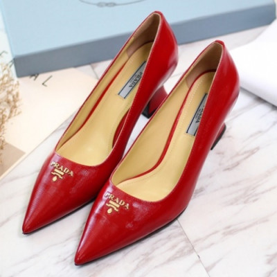 Prada 2019 Ladies Steel Logo Leather Pumps - 프라다 여성 스틸 로고 레더 펌프스 Pra0448x.Size(225 - 250).레드