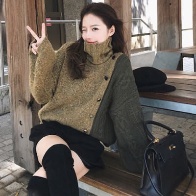 Celine 2019 Ladies Turrle-neck Wool Sweater - 셀린느 여성 터틀넥 울 스웨터 Cel0022x.Size(Free).카키