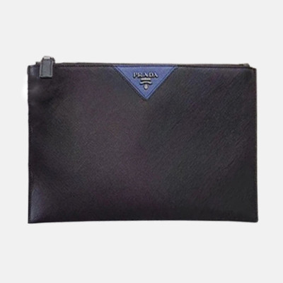 Prada Saffiano Mens Clutch Bag ,28CM - 프라다 사피아노 남성용 클러치백 2NG05V-2,28CM,블랙+블루