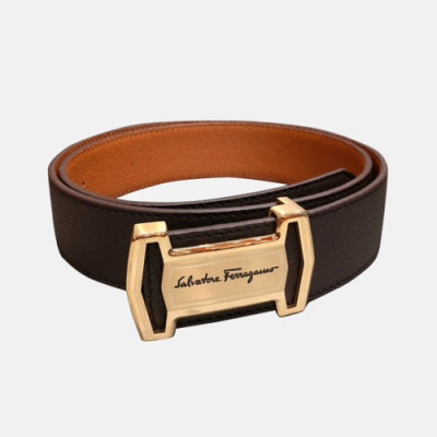 Salvatore Ferragamo 2019 Mens Box Logo Togo Leather Belt - 살바토레 페라가모 남성 박스로고  레더 벨트 Fer0140x.Size(3.5CM).2컬러(브라운금장/블랙은장)