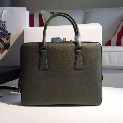 Prada Saffiano Mens Business Bag ,36CM - 프라다 사피아노  남성용 서류가방 2VE363-11 ,36CM,카키