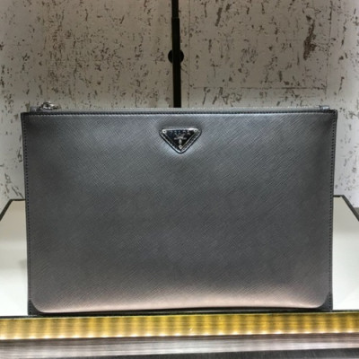 Prada Saffiano Mens Clutch Bag ,28CM - 프라다 사피아노 남성용 클러치백 2NG005-28,28CM,그레이