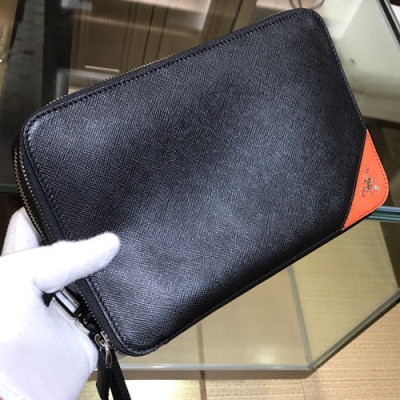 Prada Mens Clutch Bag ,23.5CM - 프라다 남성용 클러치백 2VF052-12,23.5CM,블랙+오렌지