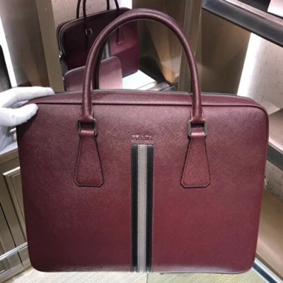 Prada Saffiano Mens Business Bag ,36CM - 프라다 사피아노  남성용 서류가방 2VE363-19 ,36CM,와인