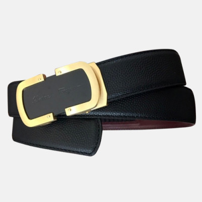 Salvatore Ferragamo 2019 Mens Box Logo Leather Belt - 살바토레 페라가모 남성 박스로고  레더 벨트 Fer0143x.Size(3.5CM).블랙금장