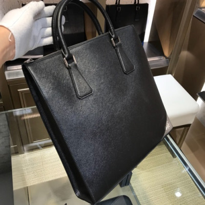 Prada Saffiano Mens Business Bag ,34CM - 프라다 사피아노 남성용 서류가방 2VG079-6,34CM,블랙+그레이