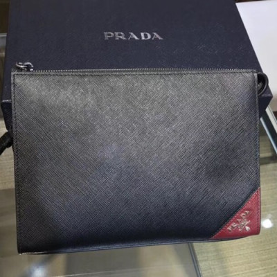 Prada Mens Clutch Bag ,24CM - 프라다 남성용 클러치백 PRAB0030,24CM,블랙+와인