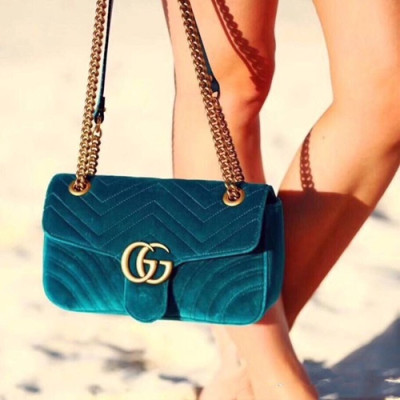 Gucci GG Marmont Matlase Velvet Women Shoulder Bag,22/26CM - 구찌 GG 마몬트 마틀라세 벨벳 여성용 숄더백 446744/443497,GUB0326,22/26CM,블루