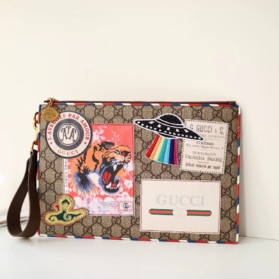 Gucci 2018 Courrier Supreme Tiger Clutch Bag ,30.5CM - 구찌 2018 쿠리에 수프림 타이거 남여공용 클러치백 473915,GUB0385,30.5cm,브라운