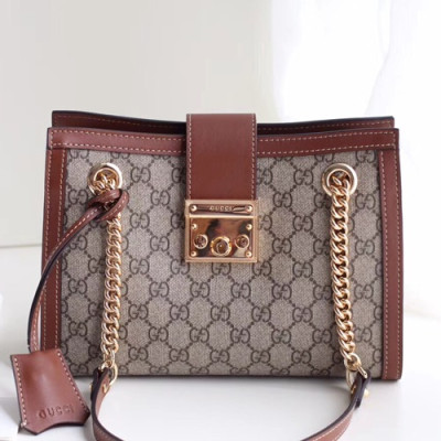 Gucci GG Supreme Padlock Small Shoulder Bag,26CM - 구찌 GG 수프림 패드락 스몰 숄더백 ,498156,GUB0409,26CM,브라운