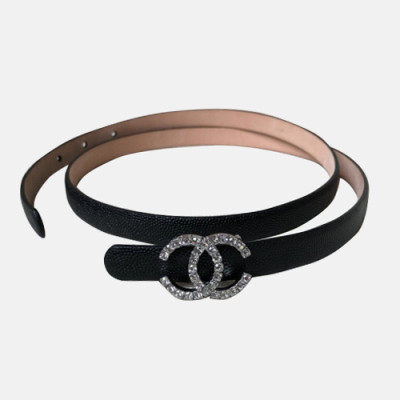 Chanel 2019 Ladies Classic CC Embellished Satin Buckle Leather Belt - 샤넬 여성 클랙식 CC 엠벨리쉬 새틴 버클 레더 벨트 Cnl0229x.Size(1.5cm).블랙