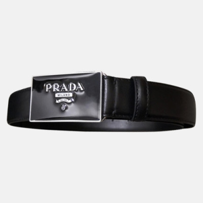 Prada 2019 Mens Box Logo Business Leather Belt - 프라다 남성 신상 박스 로고 비지니스 레더 벨트 Pra0468x.Size(3.5cm).블랙검장