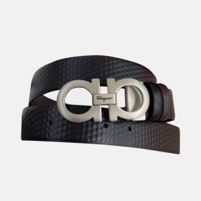 Salvatore Ferragamo 2019 Mens Business Gancini Buckle Leather Belt - 살바토레 페라가모 남성 비지니스 간치니 버클 레더 벨트 Fer0161x.Size(3.5cm).블랙