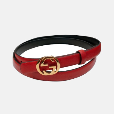 Gucci 2019 Ladies GG Buckle Business Leather Belt - 구찌 신상 여성 GG 버클 비지니스 레더 벨트 Guc0748x.Size(1.5cm).레드금장