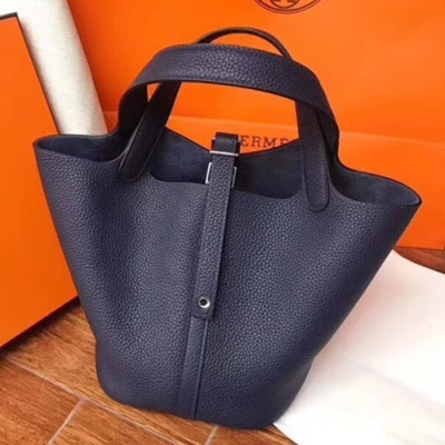 Hermes Picotin Lock Leather Tote Bag,18cm - 에르메스 피코탄 락 레더 여성용 토트백 HERB0578, 18cm,네이비