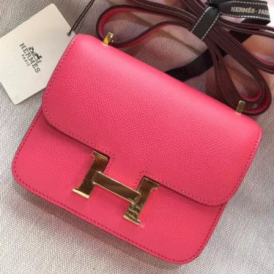 Hermes Constance Epsom Leather Shoulder Bag,14cm - 에르메스 콘스탄스 엡송 레더 여성용 숄더백 HERB0603, 14cm,핑크(금장)