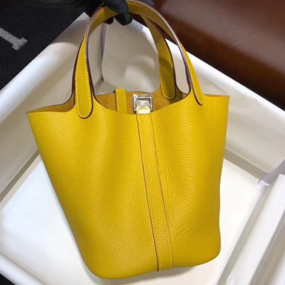 Hermes Picotin Lock Leather Tote Bag,18cm - 에르메스 피코탄 락 레더 여성용 토트백 HERB0651, 18cm,옐로우