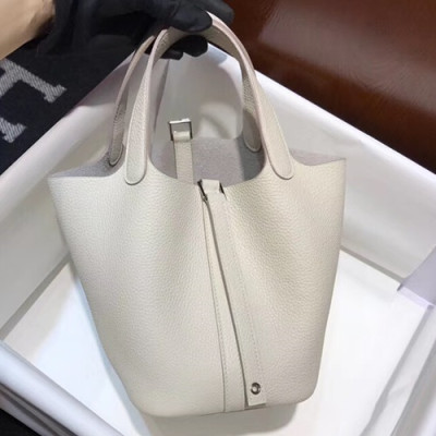 Hermes Picotin Lock Leather Tote Bag,18cm - 에르메스 피코탄 락 레더 여성용 토트백 HERB0652, 18cm,아이보리