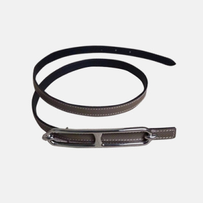 [매장판]Hermes 2019 Ladies Roulis 'H'Buckle Leather Belt - 에르메스 여성 H버클 레더 벨트 Her0141x.Size(1.3cm).그레이은장