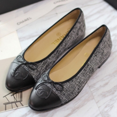 Chanel 2019 Ladies Classic CC Logo Ribbon Tweed Ballet Flat Shoes - 샤넬 여성 클랙식 CC 로고 리본 트위드 발렛 플랫 슈즈 Cnl0304x.Size(225 - 255).블랙