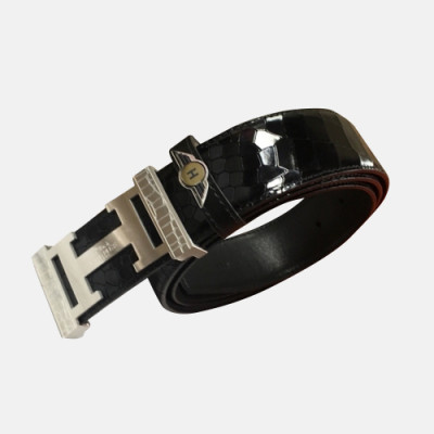 Hermes 2019 Mens Business Initial Logo Leather Belt - 에르메스 남성 비지니스 이니셜 로고 가죽 벨트 Her0158x.Size(3.8cm).블랙은장