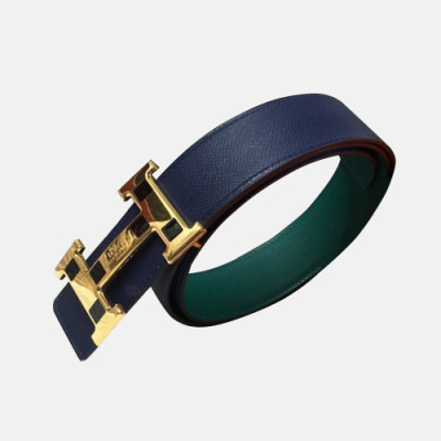 [커스텀급]Hermes 2019 Mens Business Initial Logo 24k Buckle Leather Belt - 에르메스 남성 비지니스 이니셜 로고 24k 버클 가죽 벨트 Her0159x.Size(4.0cm).네이비금장