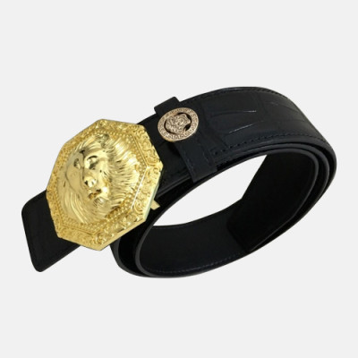 Versace 2019 Mens Palazzo Medusa Steel Buckle Leather Bellt - 베르사체 남성 메두사 스틸 버클 레더 벨트 Ver0161x.Size(3.8cm).블랙금장