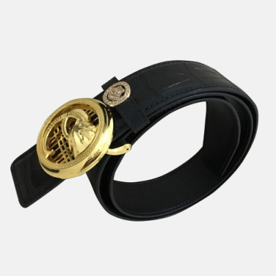 Versace 2019 Mens Palazzo Medusa Steel Buckle Leather Bellt - 베르사체 남성 메두사 스틸 버클 레더 벨트 Ver0163x.Size(3.8cm).블랙금장