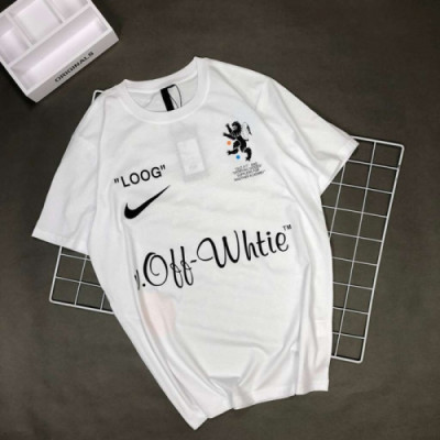 Nike x Off-white 2019 Mm/Wm Logo Crew - neck Cotton Short Sleeved T-shirt - 나이키 x 오프화이트 남자 로고 크루넥 코튼 반팔티 Nik0072x.Size(xs - xl).화이트