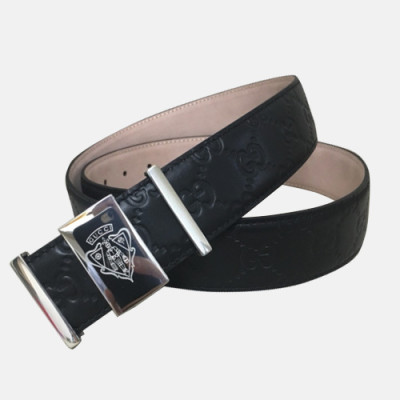 Gucci 2019 Mens Box Logo Steel Buckle Leather Belt - 구찌 신상 남성 박스 로고 스틸 버클 레더 벨트 Guc0834x.Size(4.0cm).블랙은장